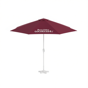 Sombrilla de Jardín Bordeaux Roja, Media Sombrilla de 3.5 Metros con Poste de Aluminio y Elevación Manual, para Patio Exterior con Base - Product Image 1