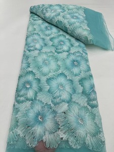 Ni. Ai phong cách mới thêu hoa ren vải lưới đính cườm ren tua vải hoa ren vải với ngọc trai - Product Image 2