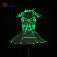 Fibre optique Glow Fluorescent Party bar Gala Performance Dance Dress Femmes