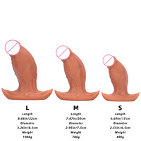 Vente en gros usine : Plug anal incurvé en silicone couleur chair, taille L, grand, dilatateur anal portable, base évasée, étanche, jouets sexuels pour adultes