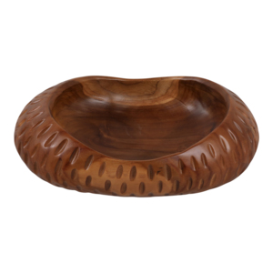 Ciotola decorativa in legno di teak, centrotavola rotondo per tavolino da caffè, bancone da cucina, elemento decorativo. - Product Image 4