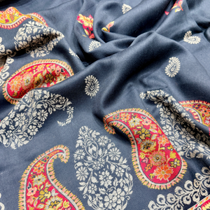 OEM ODM Custom Floral Jamawar <b>Shawl</b> Jacquard Weave Skin-Friendly Breathable Elegant Soft Lightweight Traditional Fashion Bulk - Product Image 3
