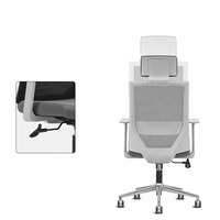 Chaise de bureau à dossier haut, fauteuil moderne en maille, couleur grise, pour bureau