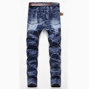 Jeans Rectos de Moda Urbana para Hombre, Estilo Nostálgico, Largos, Desgastados, con Agujeros, Cintura Media, Tejido de Punto, Técnicas de Lavado para Otoño - Product Image 2