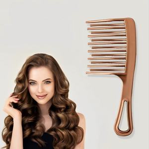 Peine para el cabello con logotipo personalizado, para rizos y cabello liso, cepillo de doble capa para desenredar el cabello rizado, peines anchos - Product Image 5