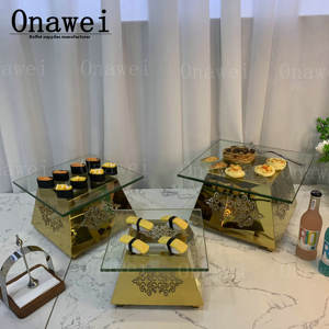 Onawei Hotel ristorante Wedding Gold Buffet festa espositore cibo Stand di ristorazione vassoi Rack Dessert riser per piatti alimentari - Product Image 5