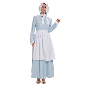 Disfraz de sirvienta Yi Xiaoyi para mujer, vestido azul para adultos, delantal, tocado, traje de Halloween para juegos de rol - Product Image 4