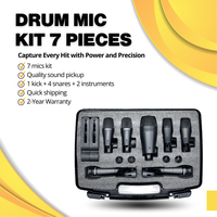 Kit de microphones professionnels filaires pour batterie, 7 pièces, micros cardioïdes en métal, pour instrument PGADMK7