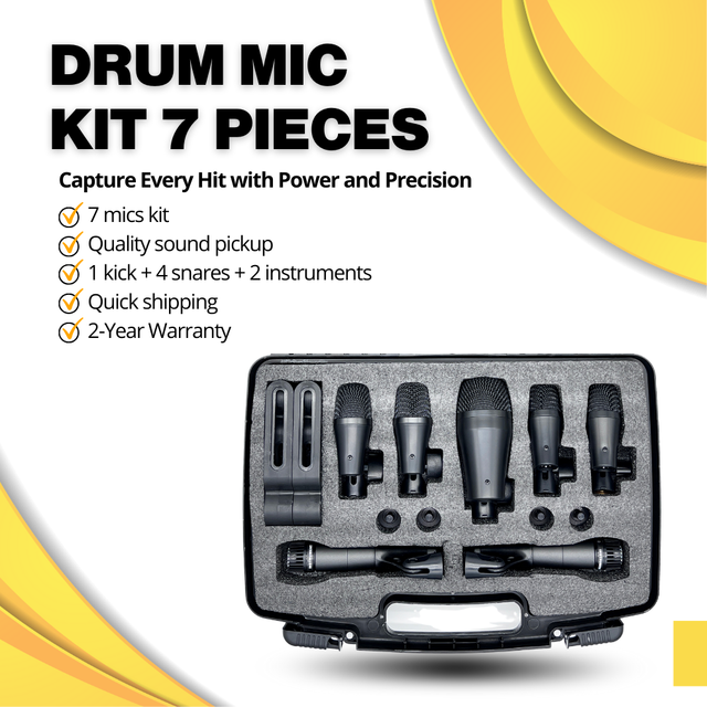 For PGADMK7 Instrument 7 Pcs Cardioid Metal Mic Kit Bundle Professional Wired Drum Microphone Set