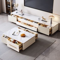 Qualité Moderne Luxe En Bois Marbre carré Tv Stand Armoires et Table Basse Ensemble Salon avec Tiroirs Meubles Design 2025