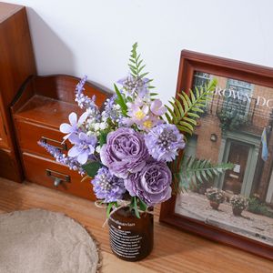 Bouquet de roses artificielles CallaFloral violettes, décoration de mariage réaliste, arrangement floral moderne, décoration murale, transfrontalier - Product Image 2