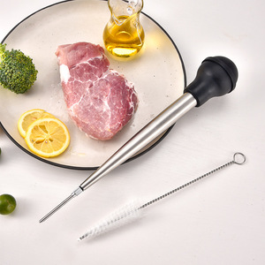 Stainless Steel Turkey Needle 4 Piece Set With Cleaning Brush And Seasoning Pump For Meat Injection Barbecue Tool - Product Image 4