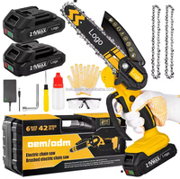Tronçonneuse sans fil portative industrielle OEM de 700 W alimentée par batterie avec guide-chaîne de 6 pouces, outil de coupe de bois de qualité industrielle et bricolage