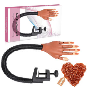 Main d'entraînement flexible en silicone et acrylique réglable pour la pratique des ongles, avec 100 embouts pour manucure DIY - Product Image 1
