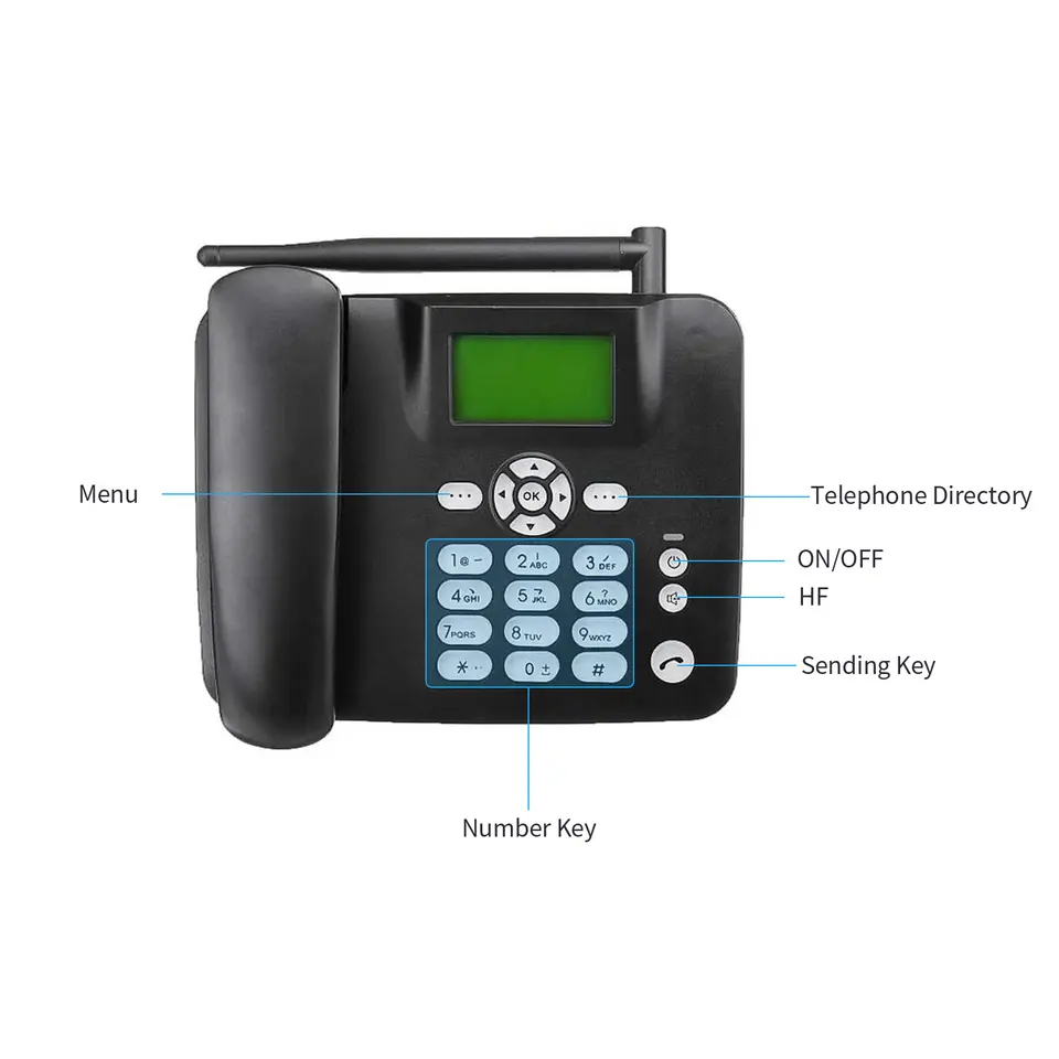 Fixo Wireless Sim Card Office Telefone Desktop Fwp Dual Interface Wired Telefone Big Button Fixo GSM Telefone sem fio
