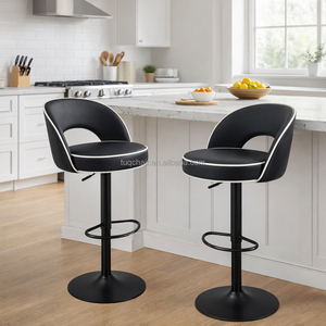 Venta de Fábrica: <span class=keywords><strong>Taburetes</strong></span> de Bar Ergonómicos con Respaldo Negro Tapizado y Base Metálica Resistente; <span class=keywords><strong>Taburetes</strong></span> de Bar de Lujo al por Mayor para <span class=keywords><strong>Cocina</strong></span> - Product Image 1