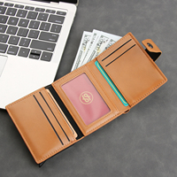 Portefeuille à glissière en cuir véritable pour cartes et espèces, accès rapide en un clic, porte-cartes de visite OEM