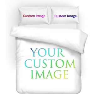 Ensemble de couette moderne <span class=keywords><strong>personnalisé</strong></span> imprimé en 3D, housse de couette et taie d'oreiller 100% microfibre polyester, lit double, queen, toute image - Product Image 2