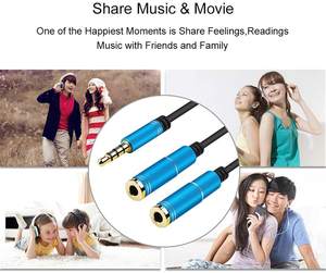 Earphone Stereo Aux 3.5mm pria ke 2 wanita, kabel Stereo 3.5mm - Product Image 5