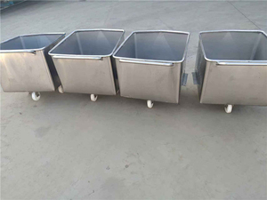 Chariot à viande en acier inoxydable 200L, chariot à trémie en acier inoxydable de qualité alimentaire pour usine de transformation de la viande - Product Image 1
