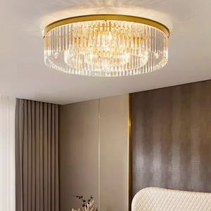Plafonnier LED en cristal de luxe moderne pour chambre à coucher, salon, entrée, balcon, couloir avec corps de lampe en cuivre, style minimaliste - Product Image 1