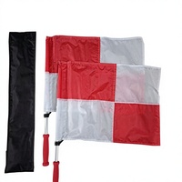 Lot de 2 drapeaux d'arbitre de football en polyester avec support en plastique 33x46cm – Durables, écologiques, pour usage intérieur/extérieur – Vente chaude