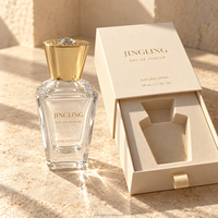 Flacon de parfum vide haut de gamme de 50 ml, flacon unique à facettes avec bouchon décoratif doré, emballage personnalisé
