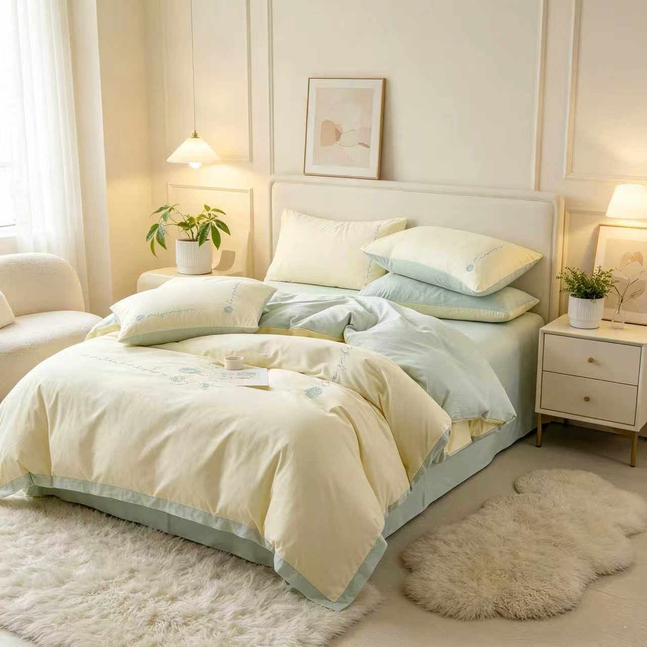 Beige+verde frijol