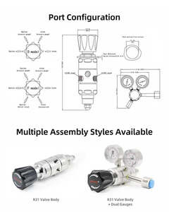 Régulateur de pression d'air d'azote CO2 CO méthane avec valve à diaphragme Argon pour utilisation en laboratoire 300 psi Entrée 160 psi Sortie de pression - Product Image 6