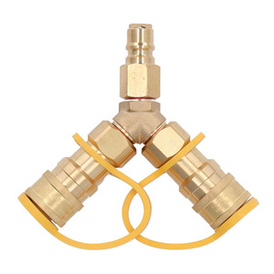 Y Type Copper Gas Connector 3/8 Quick Connect <b>Plug</b> In <b>Adapter</b> For Gas Hose - Product Image 1