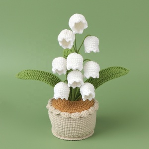 Hand-crocheted 9-head Lily of the Valley Artificial Flower Pot with Gradient <b>Yarn</b> Base, Home Desktop Decoration, Holiday Gift - Product Image 2
