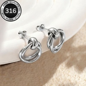 <b>Gold</b> and silver geometric twisted multi-layer twisted double-layer ear rings, a niche design sense, versatile metal earrings - Product Image 4
