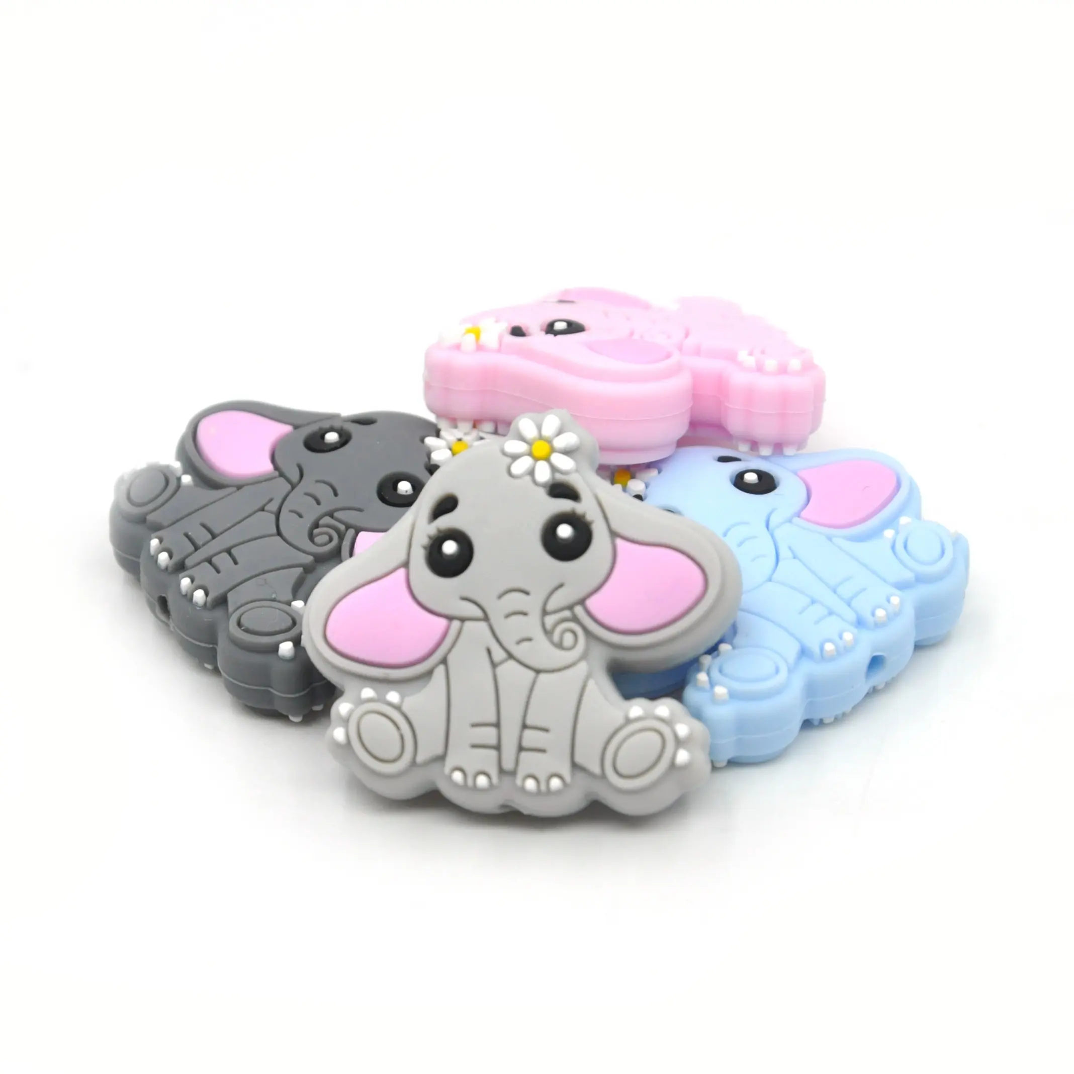 New 2023 soft cute elephant shape Baby teething silicone focal beads for pen making silicone focal beads