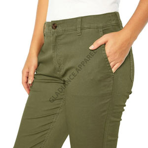 100% qualité d'exportation coupe régulière taille moyenne femmes sergé coton pantalon taille élastique Anti-rides pantalon décontracté élégant - Product Image 6