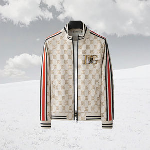 Chaqueta Universitaria Vintage Informal para Hombre de Otoño, Chaqueta de Calle con Cierre de Cremallera, 100% Poliéster, Estampada, Tejida, Lisa y Teñida - Product Image 2