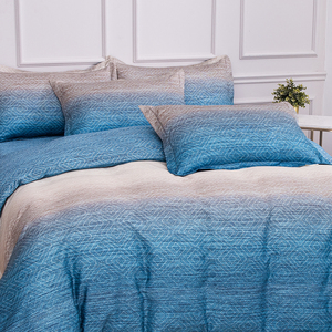 <strong>Ombre</strong> Blue Beige Geometric Textured Cotton <strong>Bedding</strong> Set Luxury Cotton Duvet Cover Printed Quilt Cover Soft Cotton Bed Sheet Set - Product Image 3
