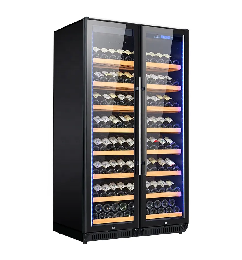 Enfriador de vino con pantalla LCD, bonito diseño, negro, independiente, 2018 latas, bebidas, cerveza, 320