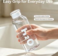 Bouteille d'eau en verre de qualité alimentaire avec couvercle, bouteille à boire en verre borosilicate transparent avec manchon en silicone, bouteille d'eau anti-fuite pour les voyages