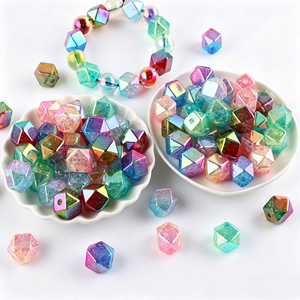 Loose <b>Beads</b> Popular Design Color Electroplating Polyhedral Acrylic Loose <b>Beads</b> DIY Handmade Straight Hole Jewelry Accessories - Product Image 6