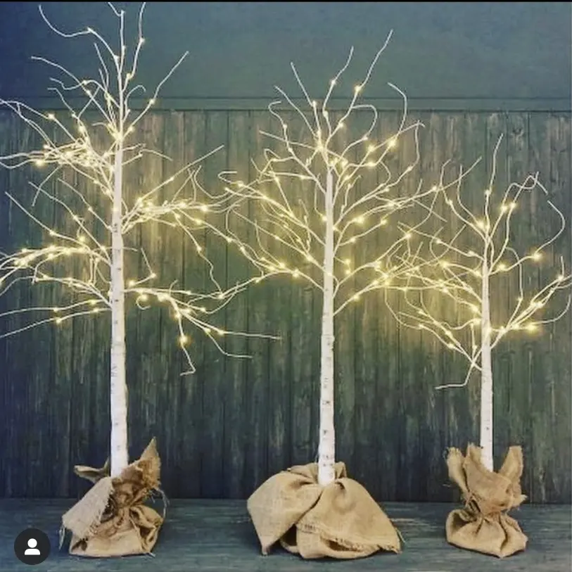 High Quality Christmas Outdoor 2 4 6 8 Feet Pre Lit Decorative Lighted tree 24 48 96 120 LED White Birch Tree Light