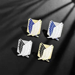 Wholesale metal anime pin badge attack on giant collar pin free flying wings Allen soldier captain badge