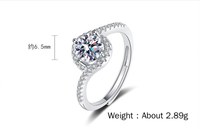 Bijoux fins simples en argent sterling S925, anneaux ajustables pour femmes avec insert en moissanite taille ronde 1CT VVS GRA
