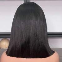 Peluca de Cabello Humano Vietnamita Liso Natural con Frente de Encaje - Negro 10/12 Pulgadas
