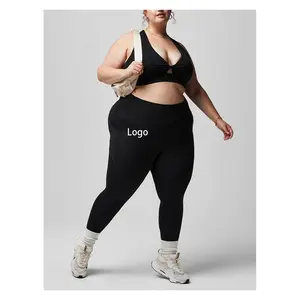 2024 Customized Logo High Waist 7/8 Legging Plus Size Quick Dry Breathable Lightweight Active Stretch Solid Pattern