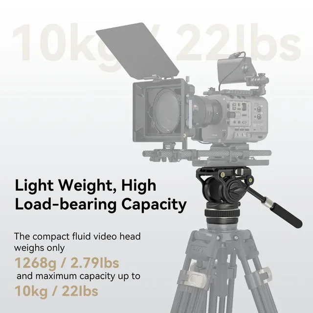 For SmallRig4165 DH10 Aluminum Heavy Duty Tripod Fluid Video Head Flat Base Adjustable Handle Quick Release Plate Manfrotto Head