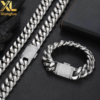 Chaîne cubaine Hiphop en gros avec fermoir, plaqué or 18 carats, acier inoxydable 316L, épaisseur de placage 0,3 mm, cadeau pour femmes et hommes