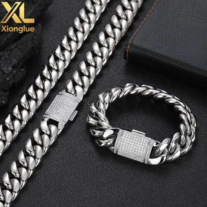 Wholesale Zircon Clasp Hop Cuban Chain Bracelet 18K Gold Plated 316L Stainless Steel Gift for Women and <b>Men</b> - Product Image 6