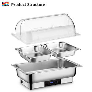 Calefacción eléctrica de acero inoxidable, lavabo de agua, estufa de Buffet, plato de frotamiento aislado de 9L, cubierta transparente para PC - Product Image 2