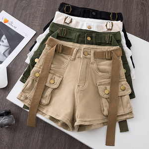 Ropa de trabajo de verano, pantalones cortos de mezclilla para mujer, versiones coreanas, pantalones cortos de baile de cintura alta adelgazantes, tendencia de moda corta y adelgazante - Product Image 1