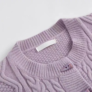 Women's Purple Knitted <b>Cardigan</b> <b>Sweater</b> Solid Color Cotton Long Sleeve Spring Autumn Outerwear - Product Image 2